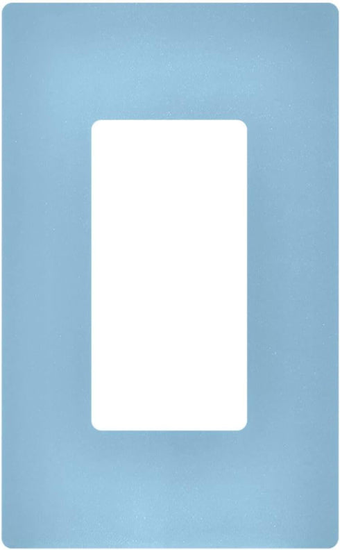 Light Blue Light Switch Cover, Receptacle Outlet Wall Plate 1 Gang Screwless Decorator Cover