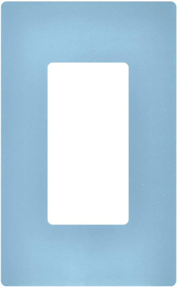 Light Blue Light Switch Cover, Receptacle Outlet Wall Plate 1 Gang Screwless Decorator Cover