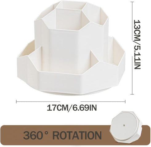 Desktop Organizer with Pencil Holders,360°Rotating Pen Holder for Desk Organizer,9 Compartments and Makeup Brush Holders,Multifunctional Office Supplies for Home,Teachers and School by INSTOME