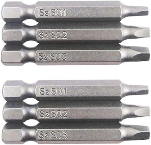 6Pcs 1/4 Inch Shank Long Magnetic Square Head Screwdriver Bits Set, Power Tools