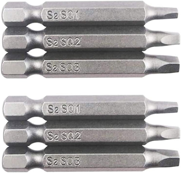 6Pcs 1/4 Inch Shank Long Magnetic Square Head Screwdriver Bits Set, Power Tools
