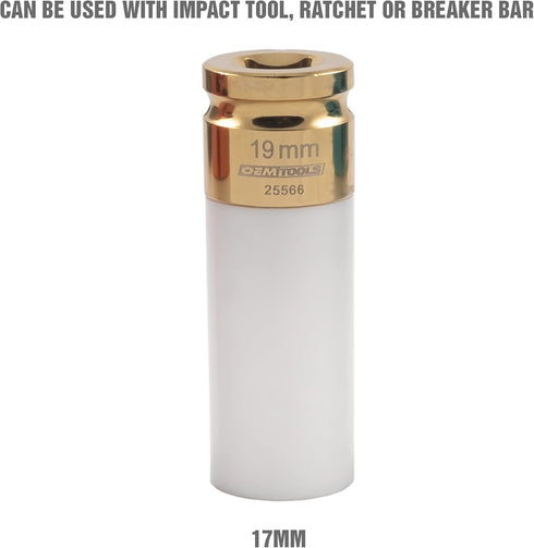 25566 19MM 1/2" 19mm 400 Ft-Lb OEMTOOLS Lug Nut Socket, Drive Socket for Wheel Service, Non-Marring Sleeve, Thin Wall