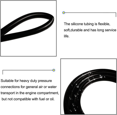 QuQuyi 1" (25mm) ID x 1-1/4" OD Silicone Vacuum Tubing Hose, Black High Temperature Food Grade, 3.28ft Length