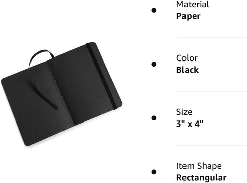 Pentalic Traveler Journal, Black Paper, 160 Pages, Midnight, 3" x 4"