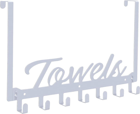 Over The Door Hooks - Towel Rack for Bathroom Towel Holder with 7 Coat Hooks for Bedroom Kitchen