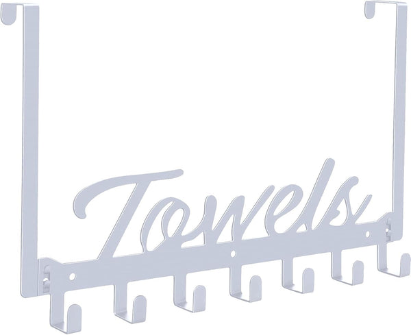 Over The Door Hooks - Towel Rack for Bathroom Towel Holder with 7 Coat Hooks for Bedroom Kitchen
