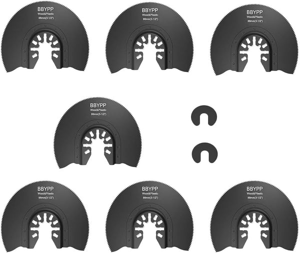 7pcs Semi Circular Oscillating Saw Blades for Cutting Wood, Plastic, Soft Metal, 3-1/2 Inch Oscillating Multitool
