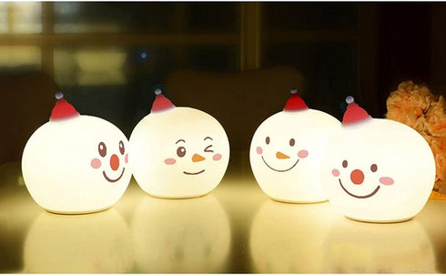 TTBDDDYH Samll 7-Color LED Night Lamp for Kids Room - Bedside Lamp, Cute Snowman Soft Silicone Baby Nursery Night Lamp