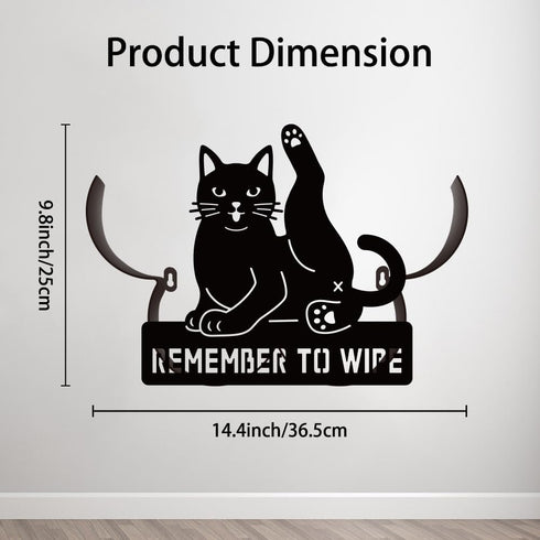 8 WADORN Black Cat Metal Toilet Paper Holder, Remember to Wipe Cat Decorative Metal Toilet Paper Storage for Extra