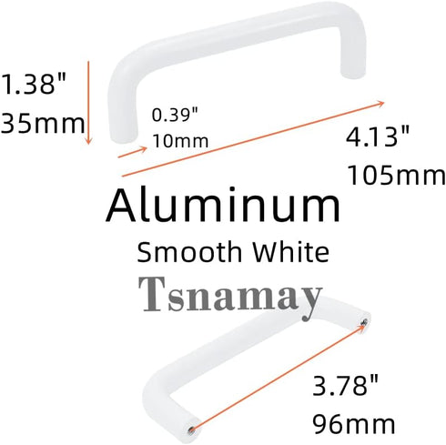 2Pcs 4.13" Arch Bow Cabinet Pull,Aluminum Closet Door Cabinet Hardware Handle Pull,Hole Dia.3.78"/96mm,White by Tsnamay