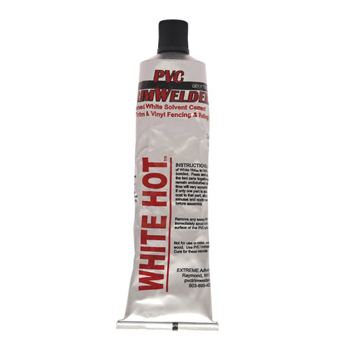 PVC TrimWelder White Hot, 5 Oz Squeeze Tube, Thick Solvent-based Adhesive with UV Protectant