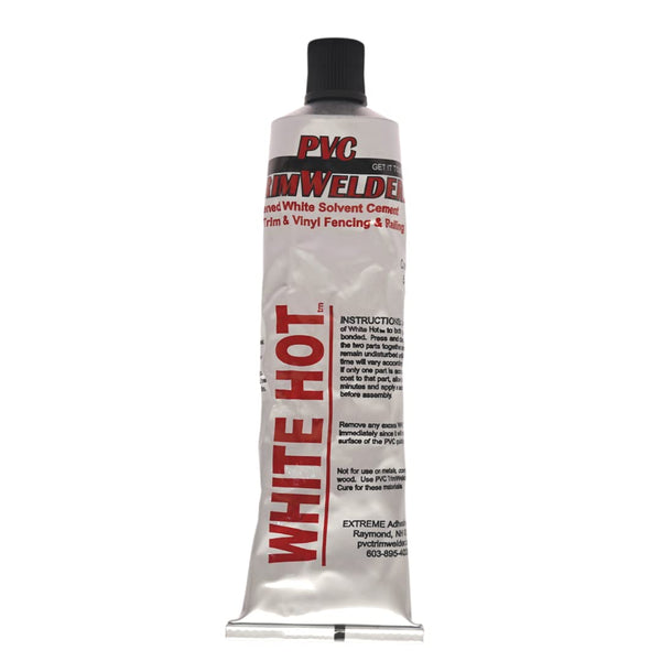 PVC TrimWelder White Hot, 5 Oz Squeeze Tube, Thick Solvent-based Adhesive with UV Protectant