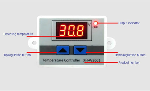 XH-W3001 Temperature Controller Thermostat Switch, Digital LED Programmable with Waterproof Sensor Probe