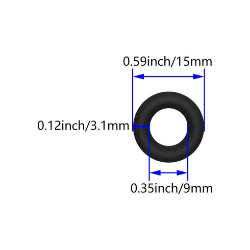 Othmro 50pcs Nitrile Rubber O-Rings, 3.1mm Wire Dia 15mm OD for Oil or Air Sealing, Black
