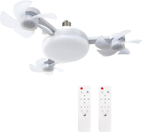 amgolibi Bulb Dimmable 3-Speed, Bulb Socket Fan Light with Remote, Screw in Ceiling Fan, Light Fan with LED, Easy