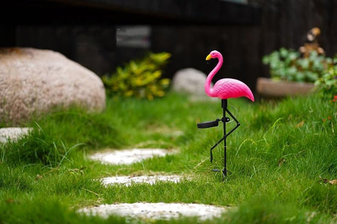 Waterproof Solar Flamingo Garden Light, Durable Blow Molded Flamingo Shape with Removable Ground Plug