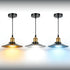 7.87 Inch E26/E27 Industrial Black Saucer Pendant Light with Brass Socket, Vintage Metal Hanging Light Fixture, Pendant