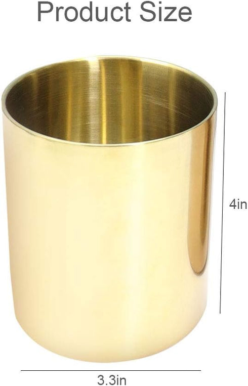MultiBey Gold Pencil Holder Cup, Luxury Metal Organizer, Small Vase, Desk Accessory for Office Home