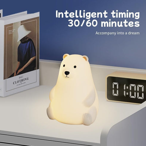 DNBFLLK 3 Polar Bear Silicone Night Light for Kids Nursery Bedroom - Tap Control, Adjustable Brightness, USB