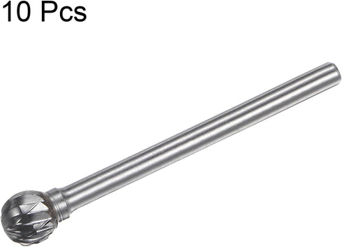 10pcs Carbide Rotary Burrs, 1/8" (3mm) Shank, 1/4" (6mm) Head for Metal Wood Polishing