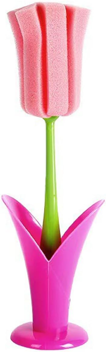 NUEAYMS Kitchen Cup Scrubber Mug for Coffee Cup Safe PP and Removable Head Flower Cleaning Brush Tall Bottle Glass