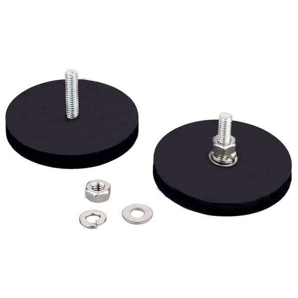MUTUACTOR Strong Heavy Duty Magnets, Anti-Scratch Neodymium Rubber Magnet 1/4-20 Male Threaded Stud (2Pack)