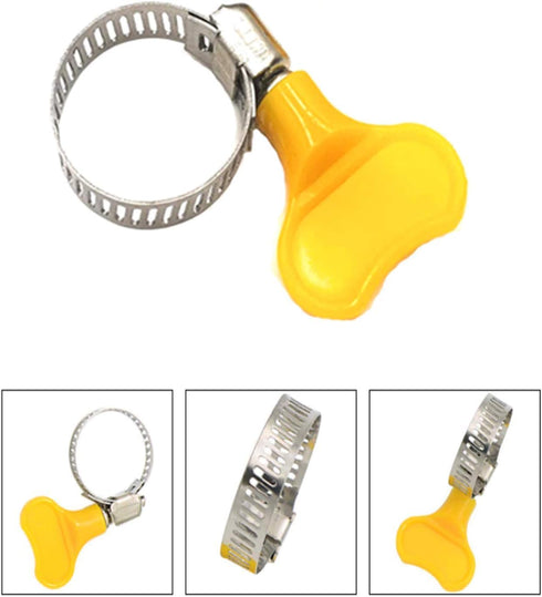 15-Pack Mixed Yellow Stainless Steel Hose Clamps, Adjustable Thumb Screw Key Type Clamps for Plumbing, Automotive