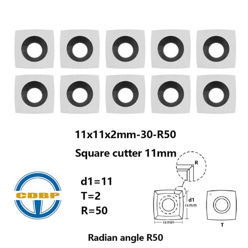 11mm Square with 2" Radius Carbide Inserts Cutters, Replacement for Woodworking Fits Spiral Helical Planer