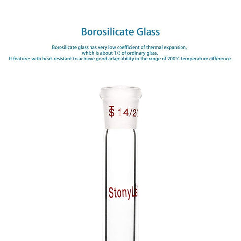 stonylab Glass Connecting Adapter, 90mm from 14/20 Outer Joint to 14/20 Inner Joint for Laboratory Lab Supply