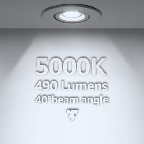 TORCHSTAR MR16 LED Bulb Dimmable, 7W 12V, 490LM (50W Equivalent), 5000K Daylight, GU5.3 Bi-Pin Base, Pack of 6, UL