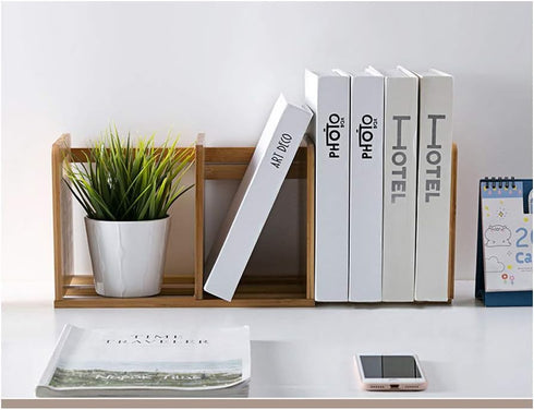 Rack,Countertop Bamboo Desktop Bookshelf Adjustable Storage Organizer Display Shelf Platforms, Book Stands Shelves