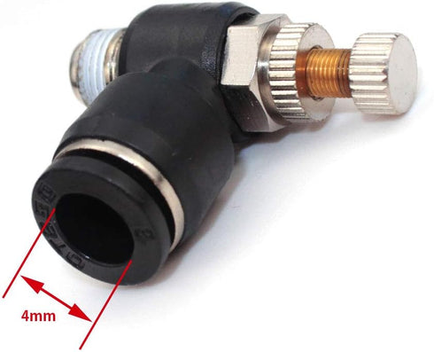 Beduan Pneumatic Air Flow Control Valve 4mm Tube OD x M5 Male Thread Push to Connect Elbow 90 Degree Switch Valve Adapter Fitting (Pack of 5)