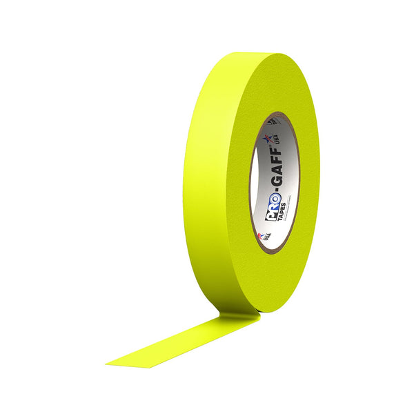 ProTapes Pro Gaff Premium Matte Cloth Gaffer's Tape, 1" Width, 50 yds Length, Fluorescent Yellow