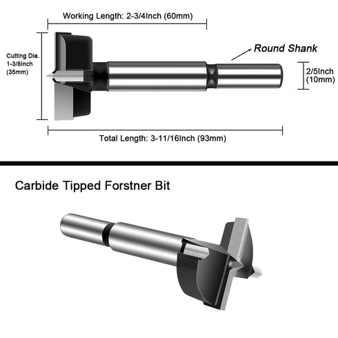 ASNOMY 1-3/8 Inch Forstner Drill Bit, Carbide Tipped Forstner Bit for hard Wood, Wood drilling Hole Saw Set Woodworking Hinge Cutter Tool Kits for Wood Plastic Plywood