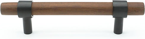 2.75" Walnut Wood Drawer Pull Handle Black Dresser Knob Pulls Kitchen Cabinet