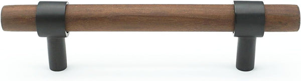 2.75" Walnut Wood Drawer Pull Handle Black Dresser Knob Pulls Kitchen Cabinet