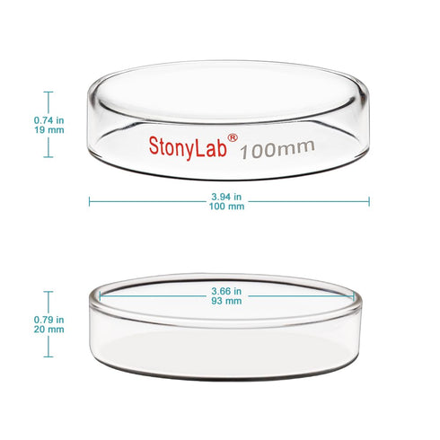 stonylab 5-Pack Glass Petri Dish with Lid, Borosilicate Clear Autoclavable Cell Culture Dish for Laboratory
