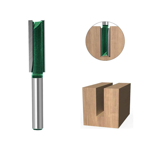 Plus Double Flute Straight Router Bit Set with 1/4 Inch Shank and Updated C3 Carbide