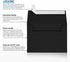 LUXPaper A2 Invitation Envelopes | Peel & Press | 4 3/8" x 5 3/4" | Midnight Black | 80lb. Text | 50 Qty