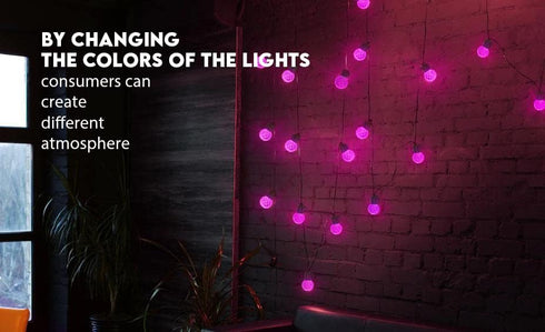 Lemontec 25 Bulbs IP65 8 4 15ft Solar Led Smart String Lights, LED RGBW Color Changing Patio String Light App Control
