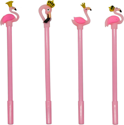 Maydahui 28PCS Cute Crown Flamingo Shaped Rollerball Pens Black Gel Ink for Office School Home