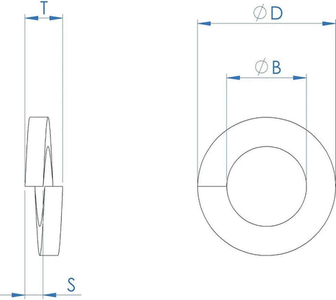 M6 Stainless Flat Spring Lock Washers, 18-8 (304) Stainless Steel, 100 Pack, 0.24” ID