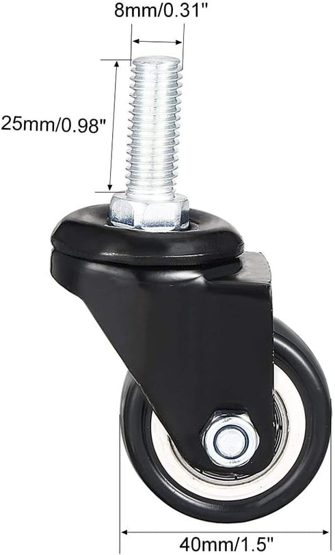 GXYY 1.5 Inch Swivel Caster Wheels PU, 360 Degree Threaded Stem, 330lb Capacity, Pack of 4
