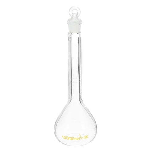 PATIKIL 100ml Volumetric Flask, 3.3 Borosilicate Glass Graduated Measuring Flask with Glass Stopper for Lab Use