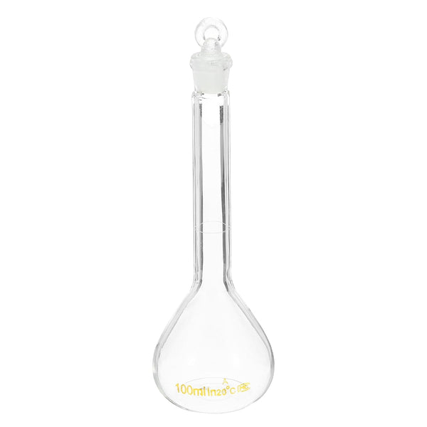 PATIKIL 100ml Volumetric Flask, 3.3 Borosilicate Glass Graduated Measuring Flask with Glass Stopper for Lab Use