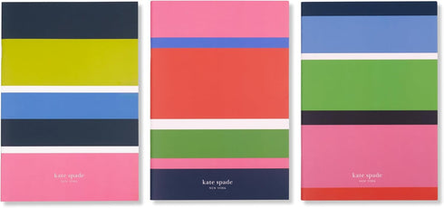 Kate Spade New York Soft Cover Triple Notebook Set, 3-Pack, Lined Travel Journals with 80 Pages Per Book, Sunny Day