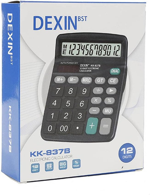 Office Desk Calculator, Cute Dual Power Basic Calculator with Big Button Large Display for Kids and School (Black)