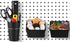 16pcs Black Pegboard Cups and Peg Hooks, Square Box Shape 1/4" 1/8" Cup Holder Accessories for Garage Craft Storage