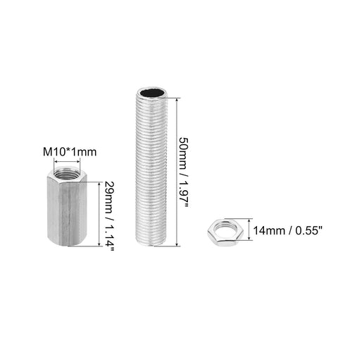 PATIKIL M10 Fine Thread Lamp Pipe Repair Parts Kit, 40 Pcs M10×30 Metal Hexagon Closed Coupling Nut