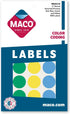 MACO Assorted Primary Round Color Coding Labels, 3/4 Inches Diameter, 1000 Per Box (MR1212-A1)